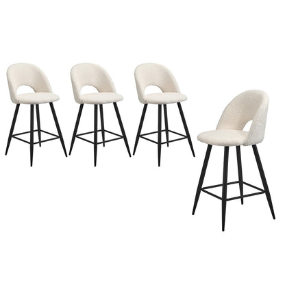 4x Bar Stools Kitchen Counter Stool Boucle White HORN