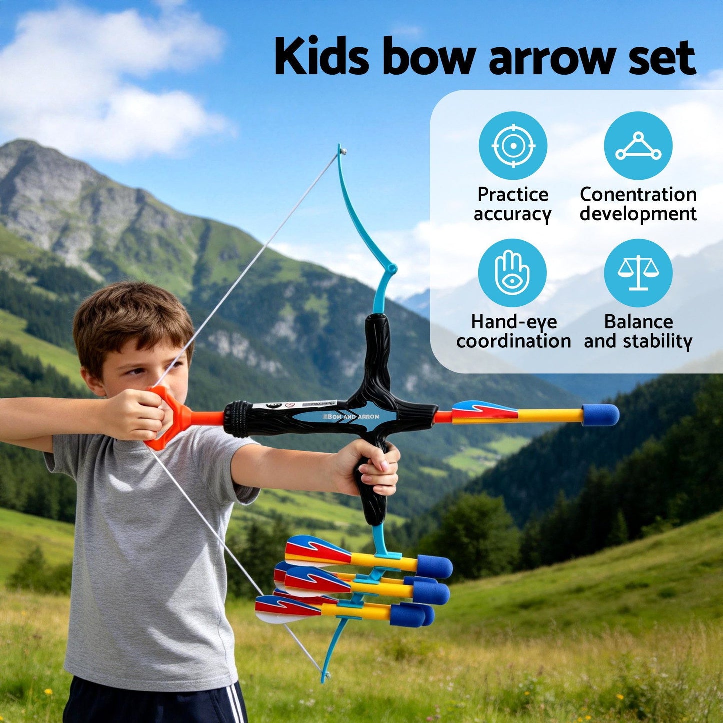 Kids Bow Arrow Set Archery Toy 6 Arrows | Home & Living - 4
