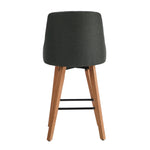 2x Wooden Bar Stool Kitchen Dining Chair Linen Fabric Counter Seat Grey