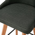 2x Wooden Bar Stool Kitchen Dining Chair Linen Fabric Counter Seat Grey