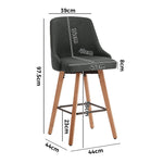 4x Wooden Bar Stool Kitchen Dining Chair Linen Fabric Counter Seat Grey