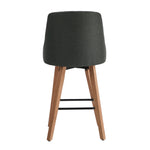 4x Wooden Bar Stool Kitchen Dining Chair Linen Fabric Counter Seat Grey