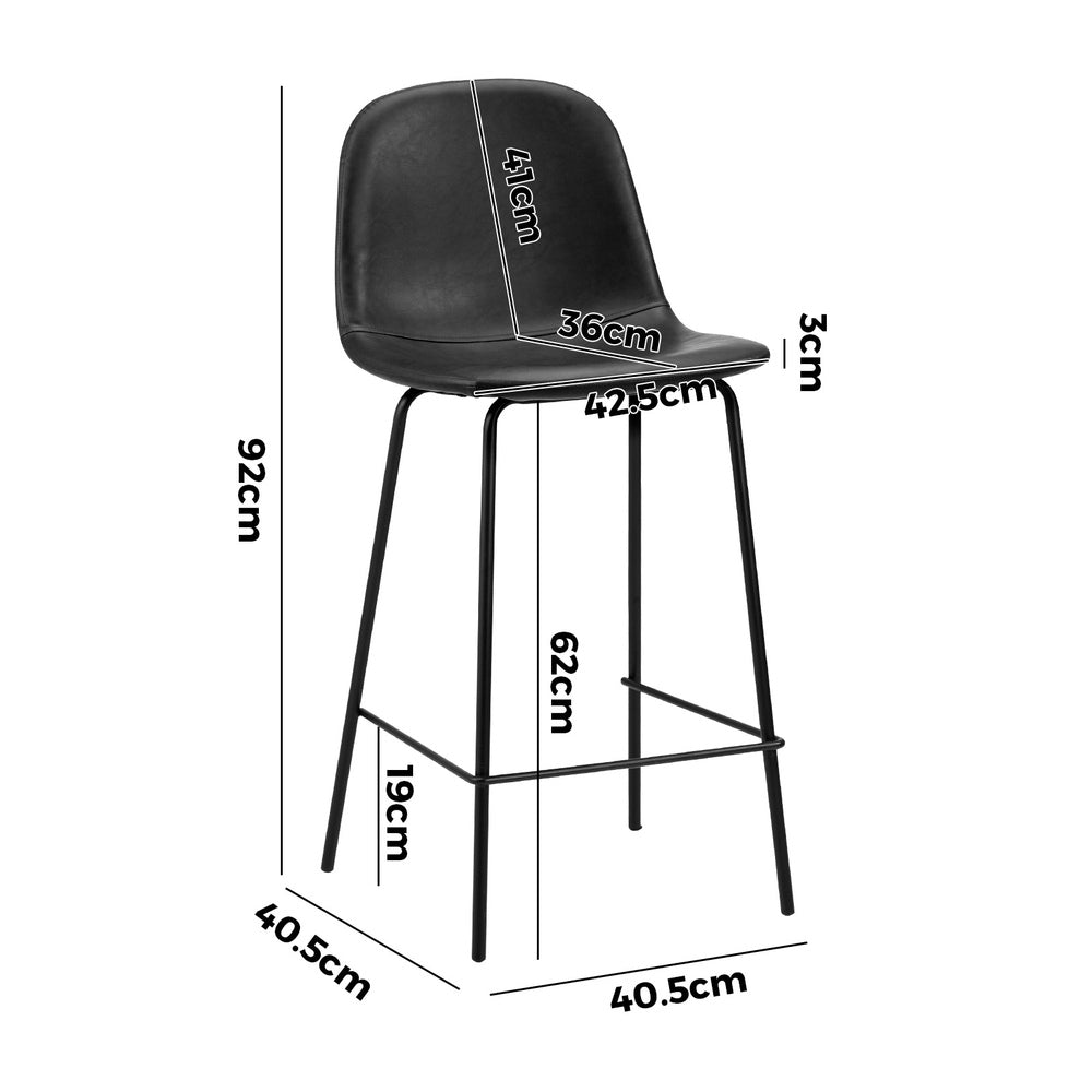 4x Bar Stools Kitchen Dining Chair PU Leather Black