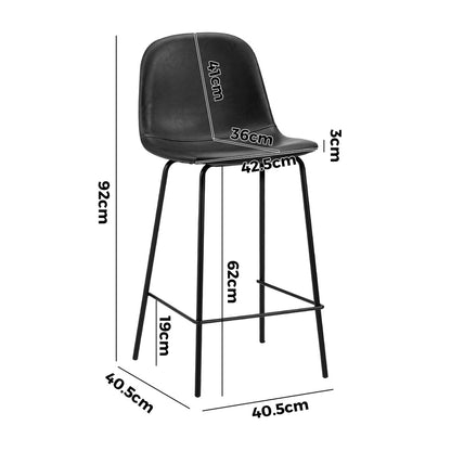 4x Bar Stools Kitchen Dining Chair PU Leather Black