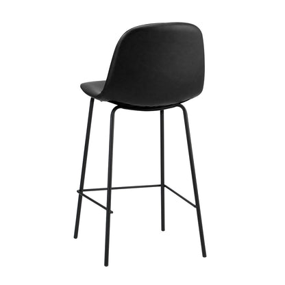 2x Bar Stools Kitchen Dining Chair PU Leather Grey