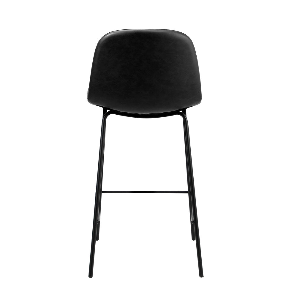 2x Bar Stools Kitchen Dining Chair PU Leather Black