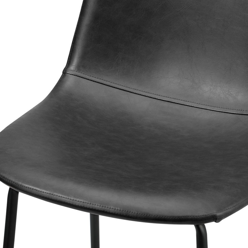 4x Bar Stools Kitchen Dining Chair PU Leather Brown