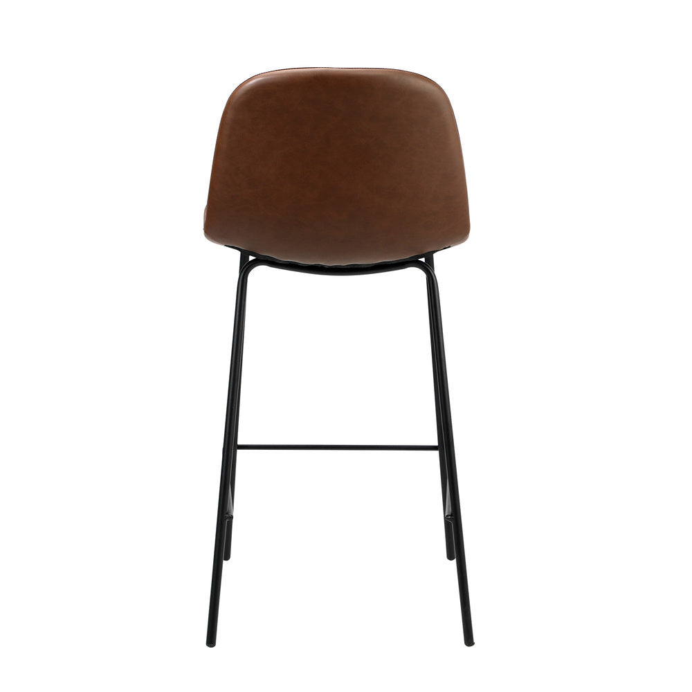 2x Bar Stools Kitchen Dining Chair PU Leather Black