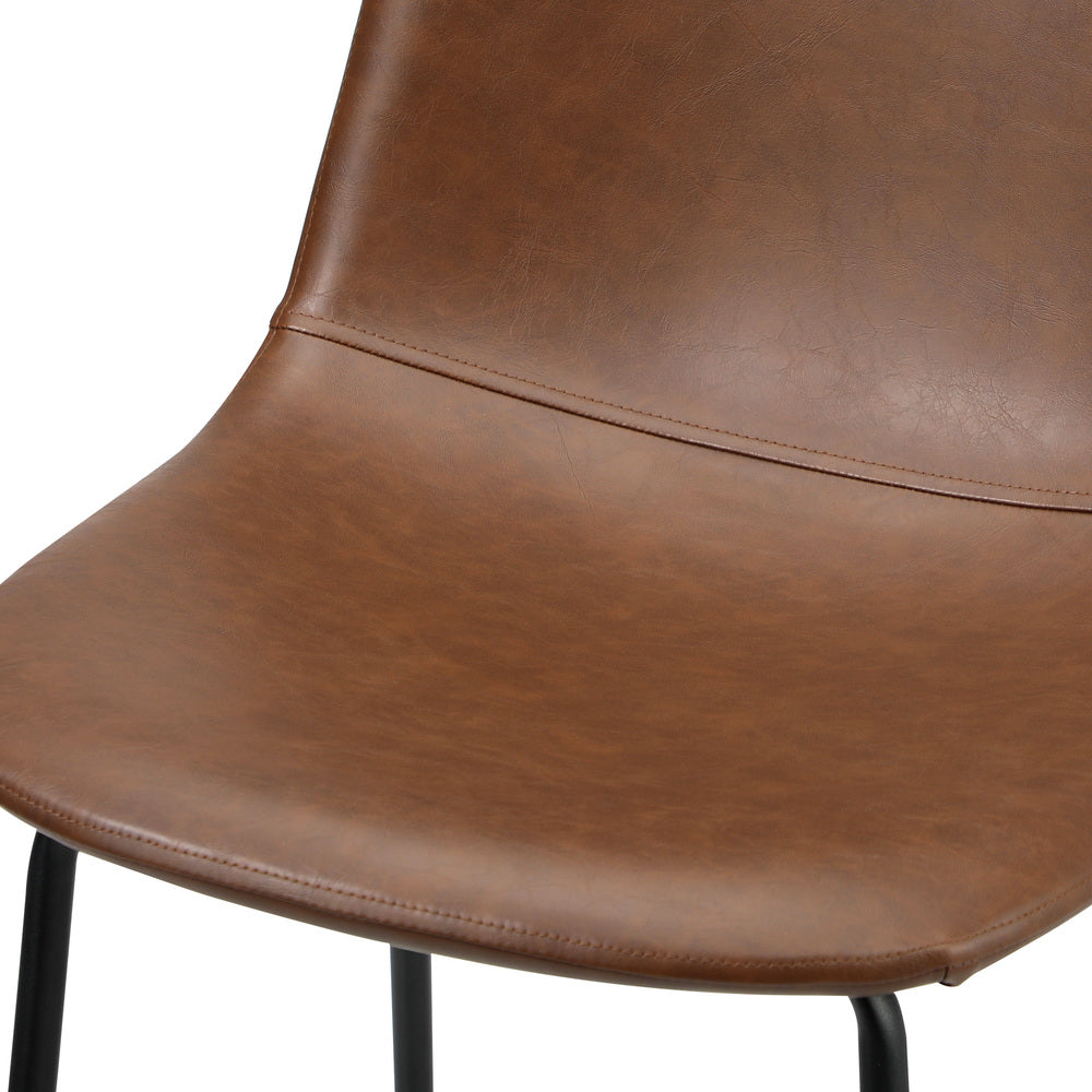 4x Bar Stools Kitchen Dining Chair PU Leather Brown