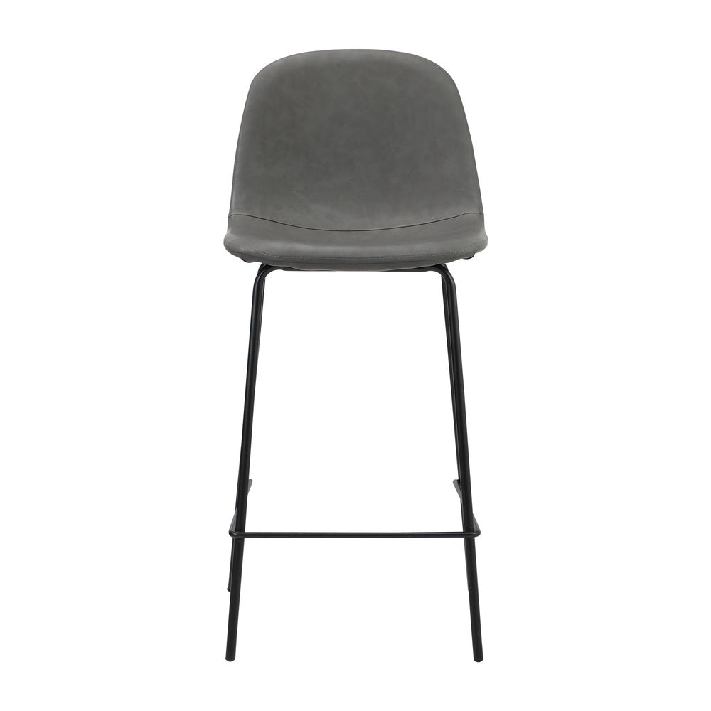 2x Bar Stools Kitchen Dining Chair PU Leather Grey