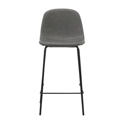2x Bar Stools Kitchen Dining Chair PU Leather Grey