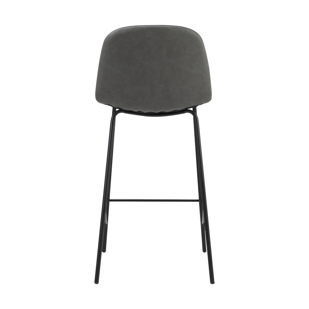4x Bar Stools Kitchen Dining Chair PU Leather Grey