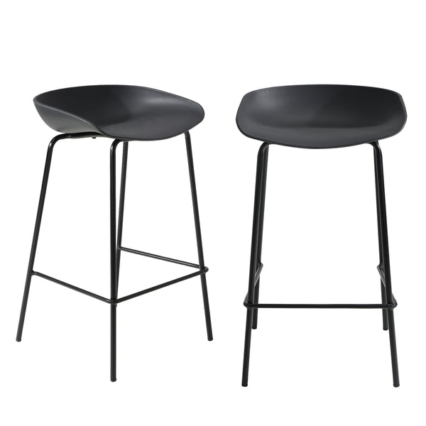  2x Kitchen Bar Stools Dinning Chairs Metal Black