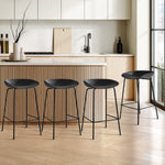 Set of 4 Kitchen Bar Stools Metal Black