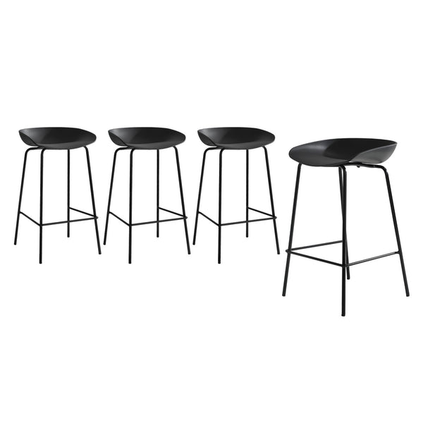  Set of 4 Kitchen Bar Stools Metal Black