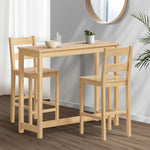 3PCS Bar Table Set Cafe Tables and 2 Stools Natural