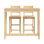 3PCS Bar Table Set Cafe Tables and 2 Stools Natural