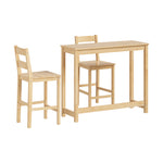 3PCS Bar Table Set Cafe Tables and 2 Stools Natural