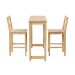 3PCS Bar Table Set Cafe Tables and 2 Stools Natural