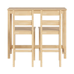 3PCS Bar Table Set Cafe Tables and 2 Stools Natural