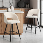 Bar Stools Kitchen Dining Chair Boucle White SURA