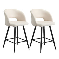 2x Bar Stools Kitchen Dining Chair Boucle White SURA