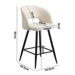 Bar Stools Kitchen Dining Chair Boucle White SURA