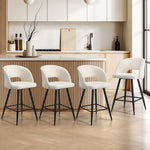 Bar Stools Kitchen Dining Chair Boucle White SURA