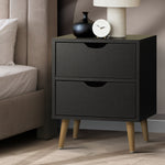 Bedside Tables 2 Drawers Side Table Bedroom Furniture Storage Black