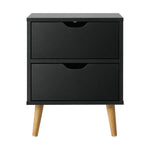 Bedside Tables 2 Drawers Side Table Bedroom Furniture Storage Black