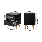 Bedside Tables 2 Drawers Side Table Bedroom Furniture Storage Black