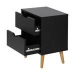 Bedside Tables 2 Drawers Side Table Bedroom Furniture Storage Black