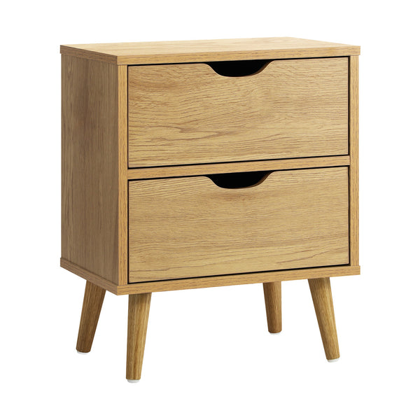  Bedside Tables 2 Drawers Side Table Nightstand Storage Cabinet Wood