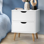 Elegant White Nightstand: 2-Drawer Wooden Side Table