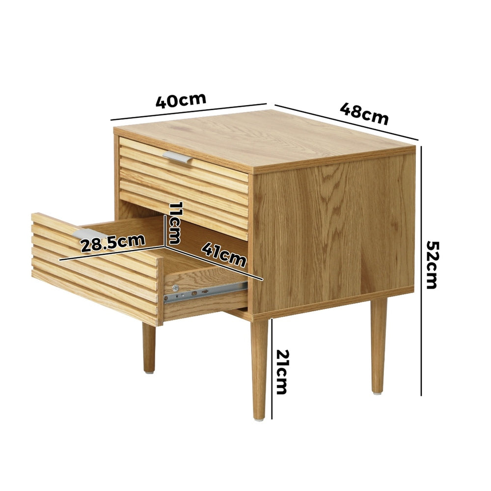 2 Drawer Bedside Table Natural Timber Look | HomeAndLiving - 4