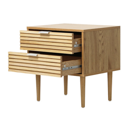 2 Drawer Bedside Table Natural Timber Look | HomeAndLiving - 2