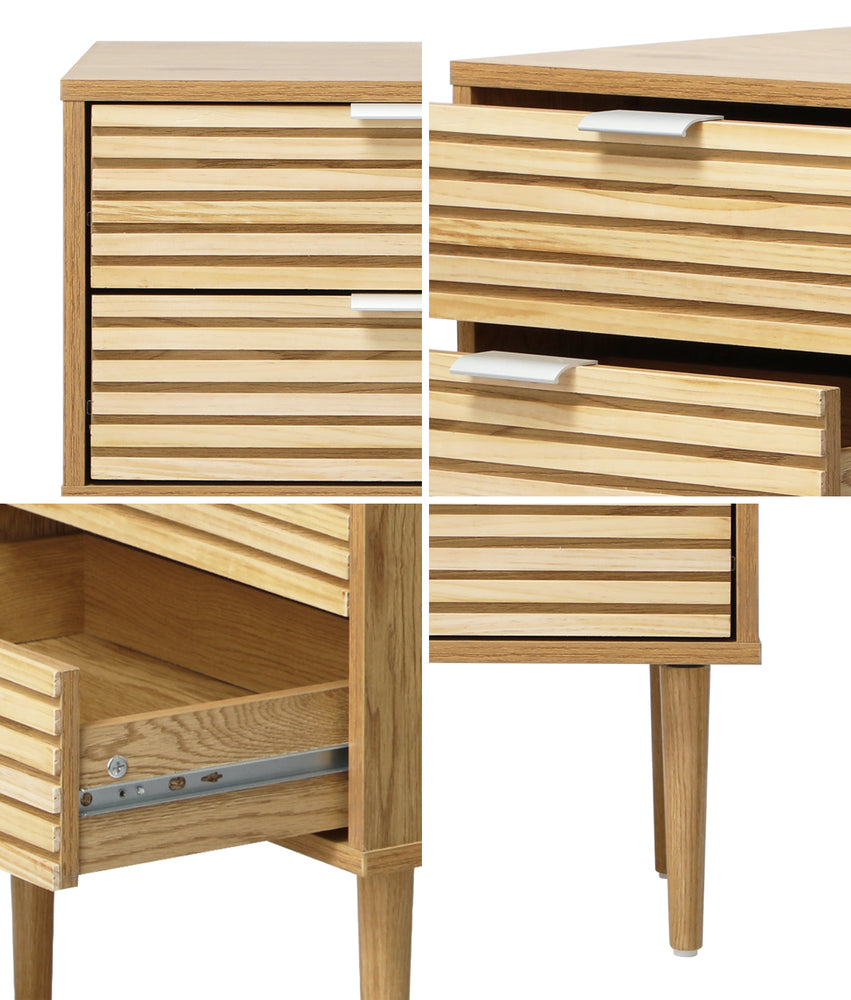 2 Drawer Bedside Table Natural Timber Look | HomeAndLiving - 5