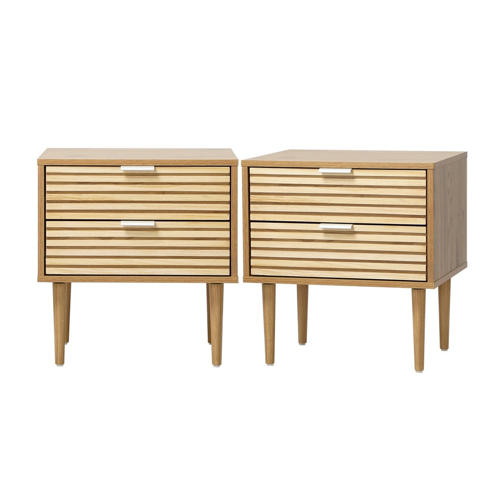 Bedside Tables Set 2 Drawers Natural Timber | HomeAndLiving