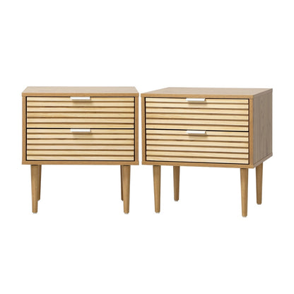 Bedside Tables Set 2 Drawers Natural Timber | HomeAndLiving