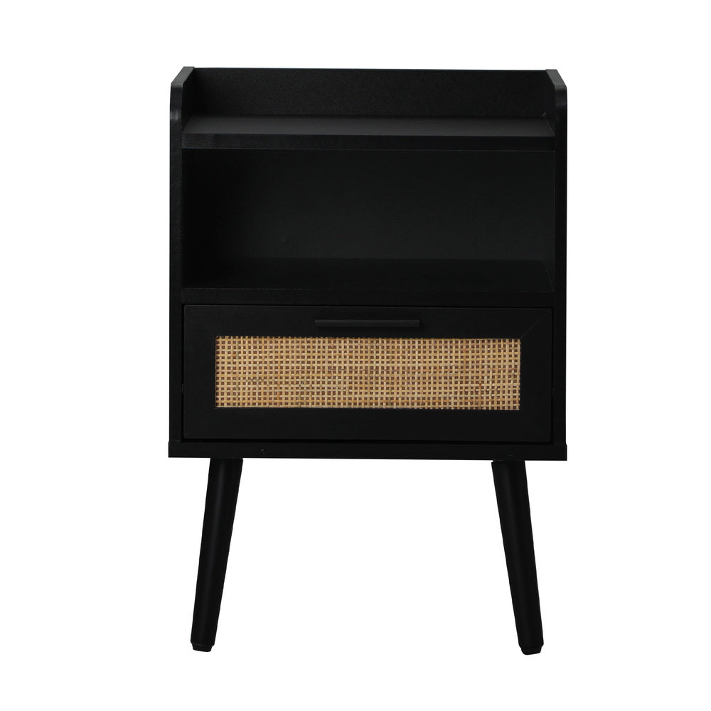 Bedside Table Drawer Side End Table Rattan