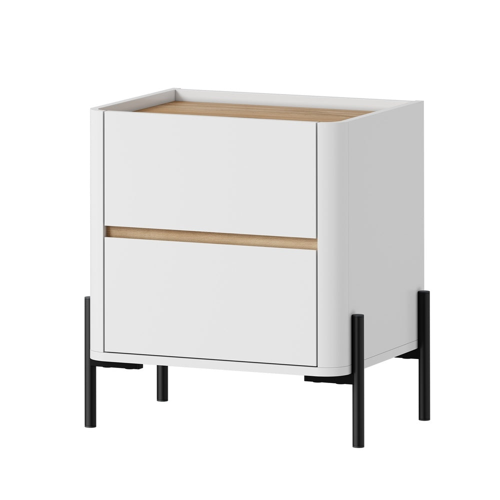 White 2 Drawer Bedside Table 48x40x55cm