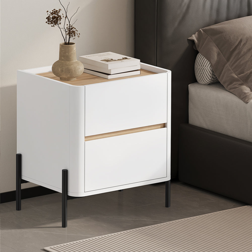 White 2 Drawer Bedside Table 48x40x55cm