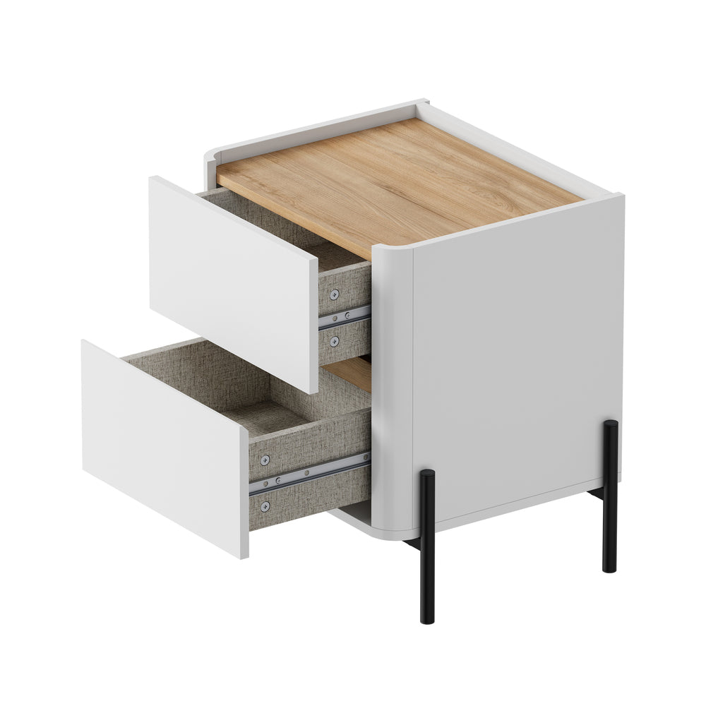 White bedside table 48x40x55cm, in room setting