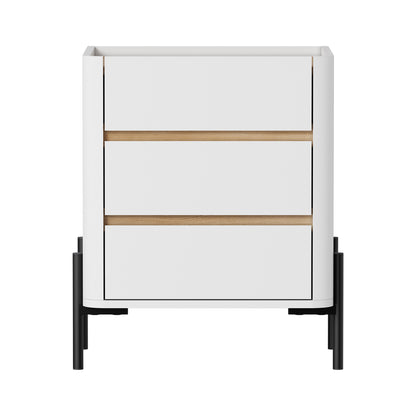 Bedside Table 3 Drawer White 48x40x60cm