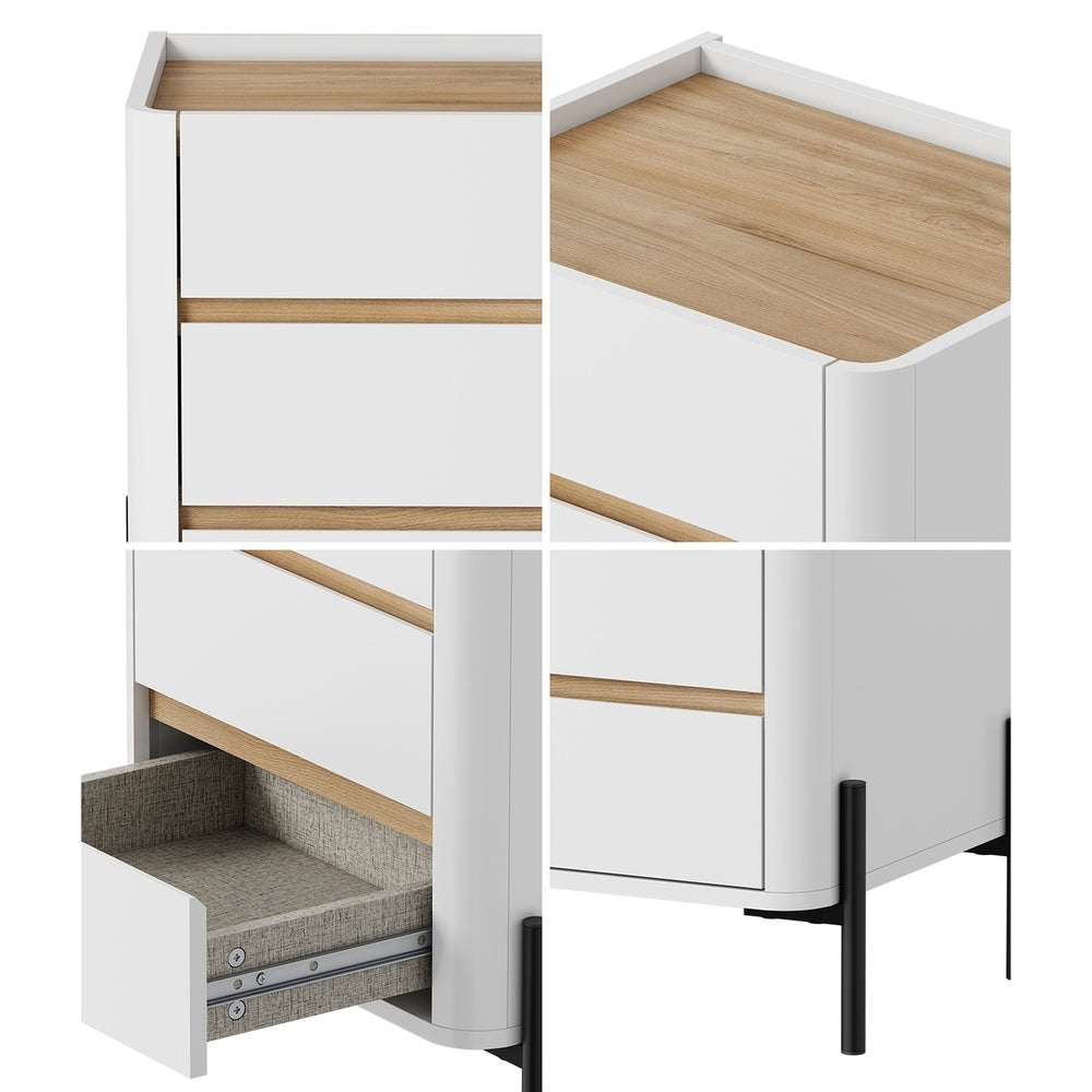 Bedside Table 3 Drawer White 48x40x60cm