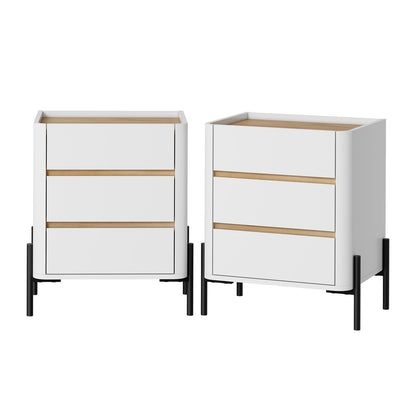 White bedside table 48x40x60cm, side view