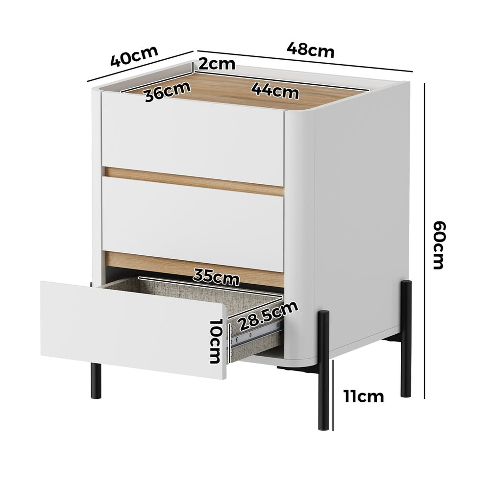 White bedside table 48x40x60cm, view 9