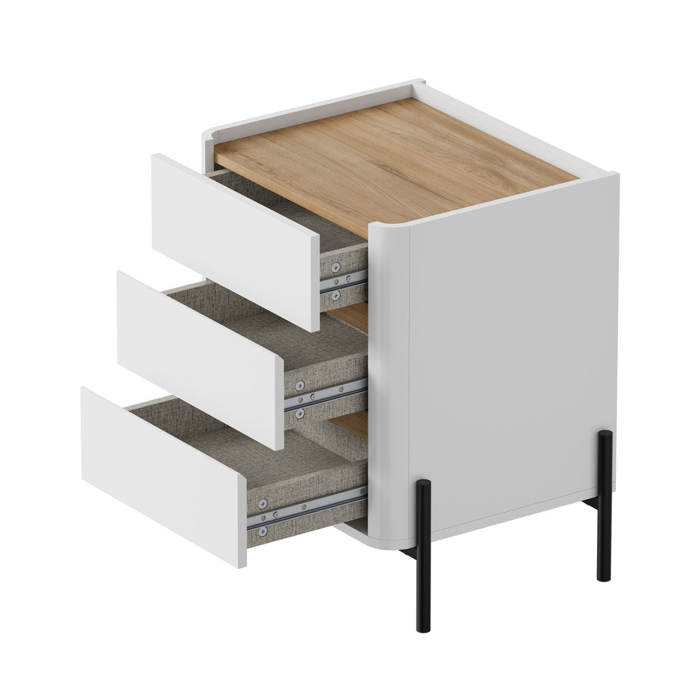 White bedside table 48x40x60cm, rear view