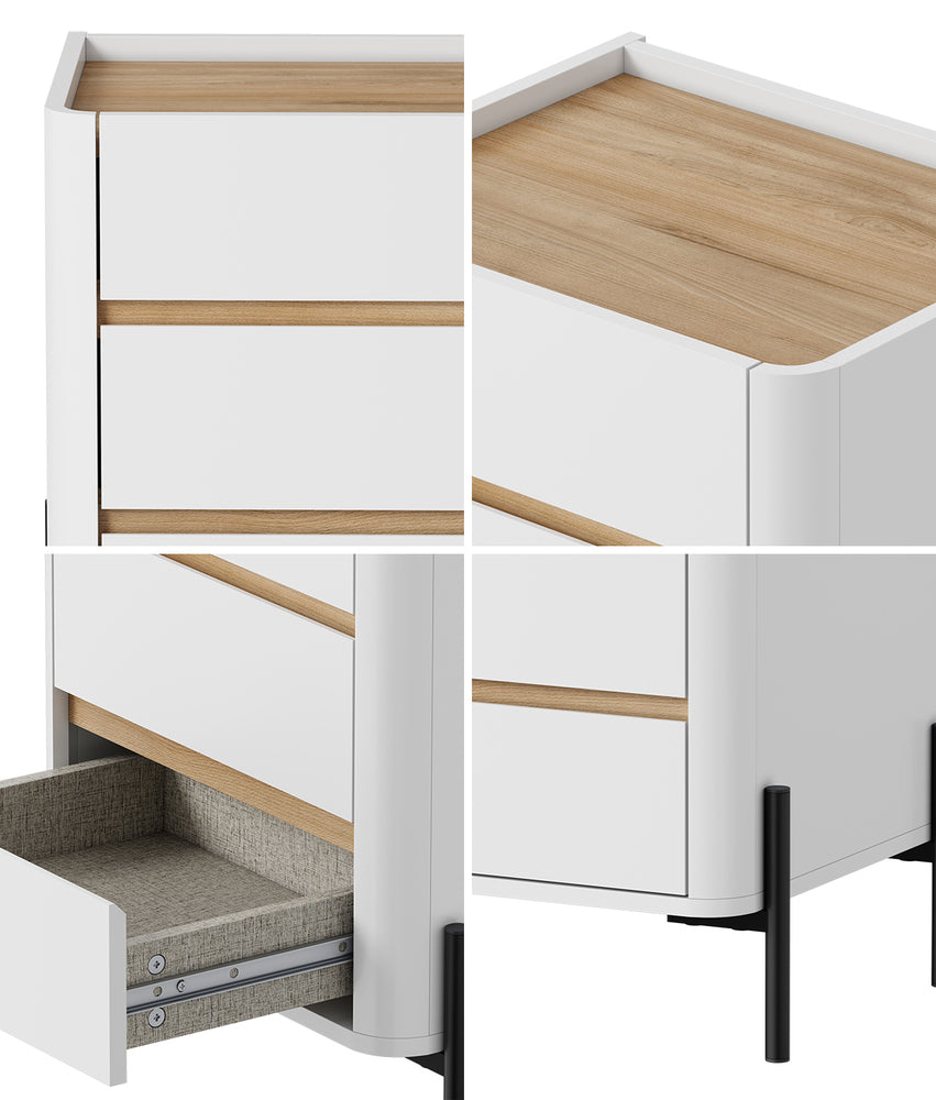 White bedside table 48x40x60cm, in room setting