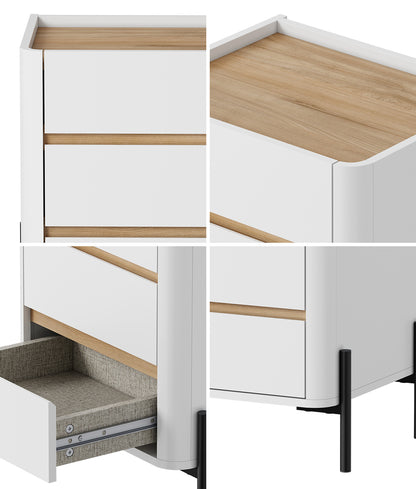 White bedside table 48x40x60cm, in room setting
